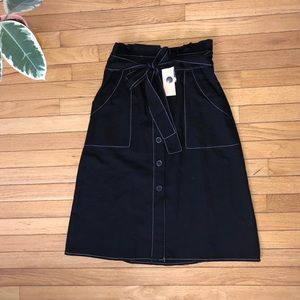 Gilli A - Line Black Paper Bag Skirt with Pockets